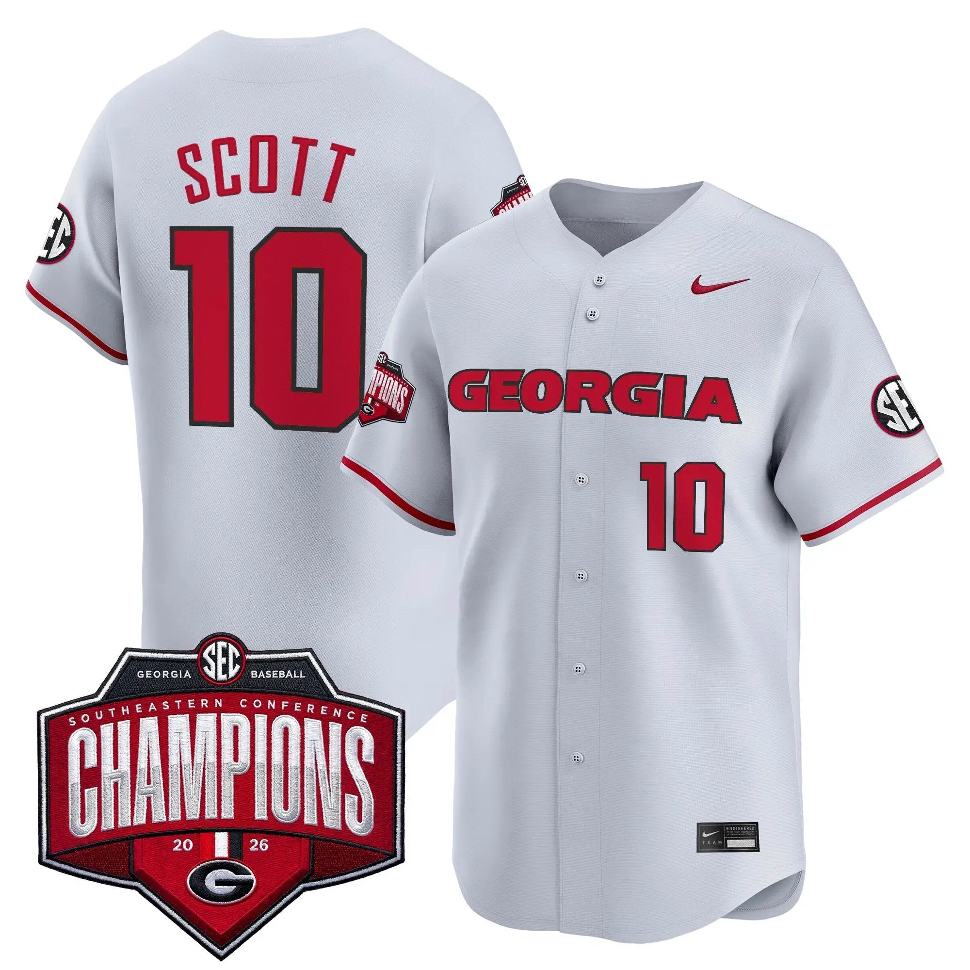 UGA Baseball Southeastern Confernce Champions 2026 Vapor Premier Limited Jersey - All Stitched by Digigearus