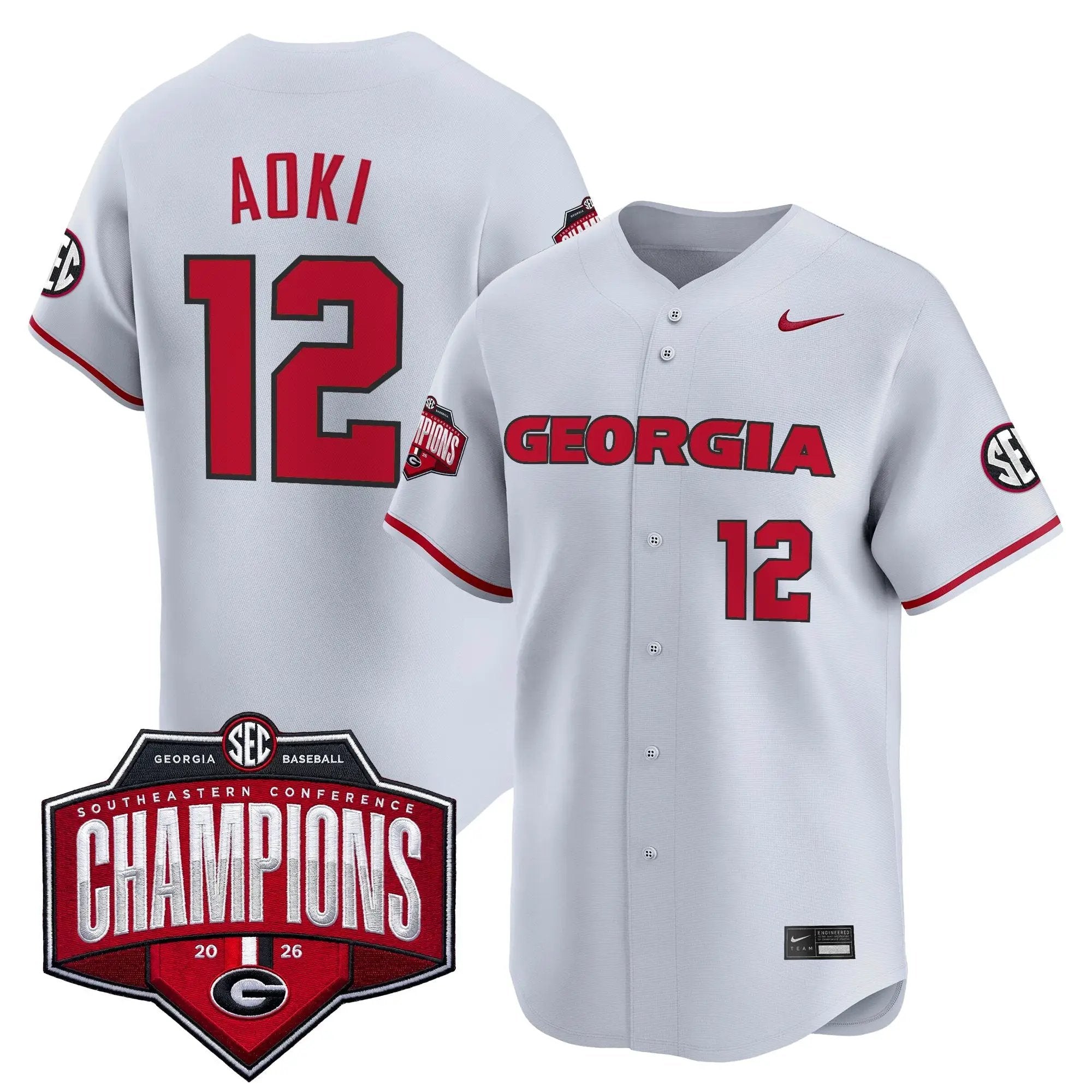 UGA Baseball Southeastern Confernce Champions 2026 Vapor Premier Limited Jersey - All Stitched by Digigearus