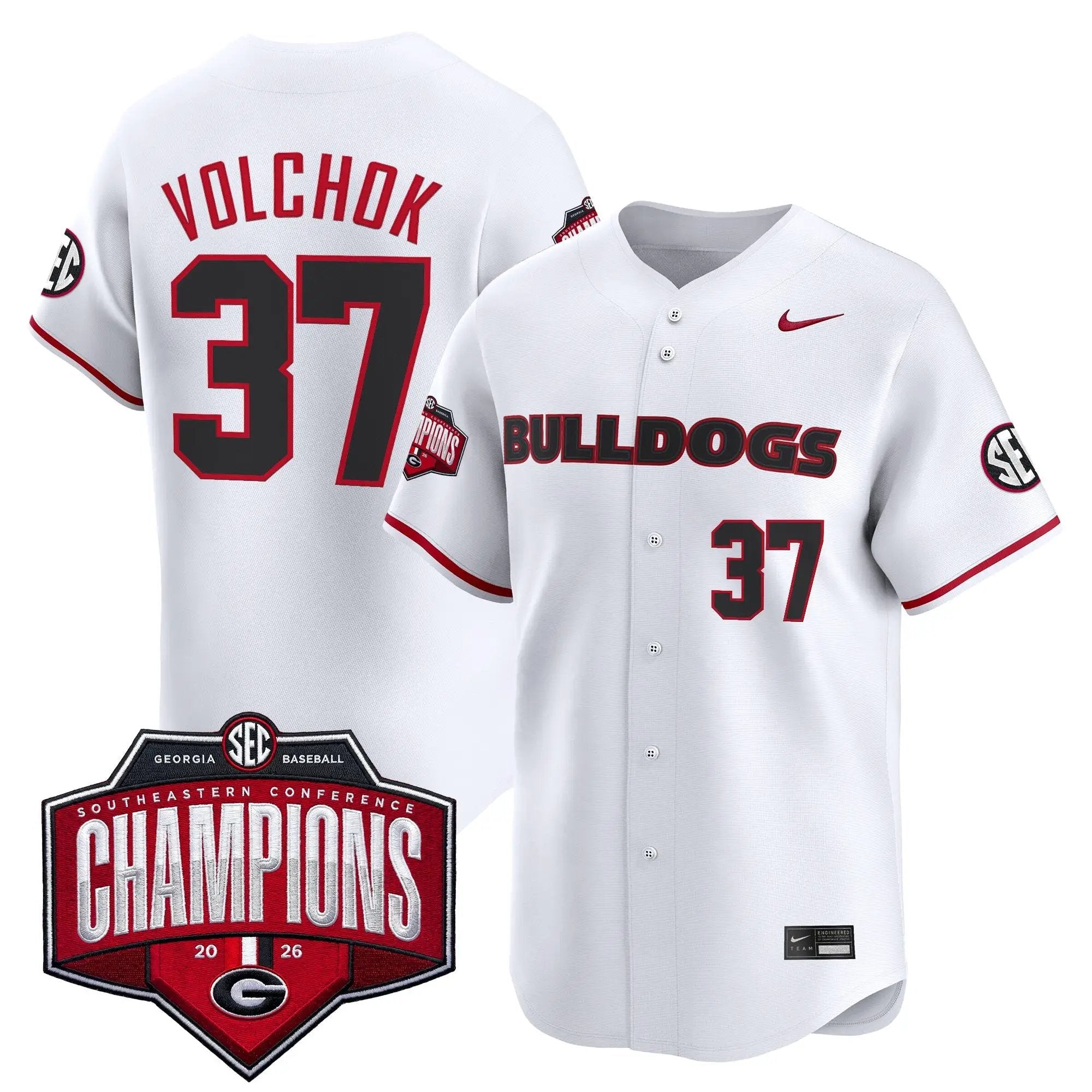 UGA Baseball Southeastern Confernce Champions 2026 Vapor Premier Limited Jersey - All Stitched by Digigearus