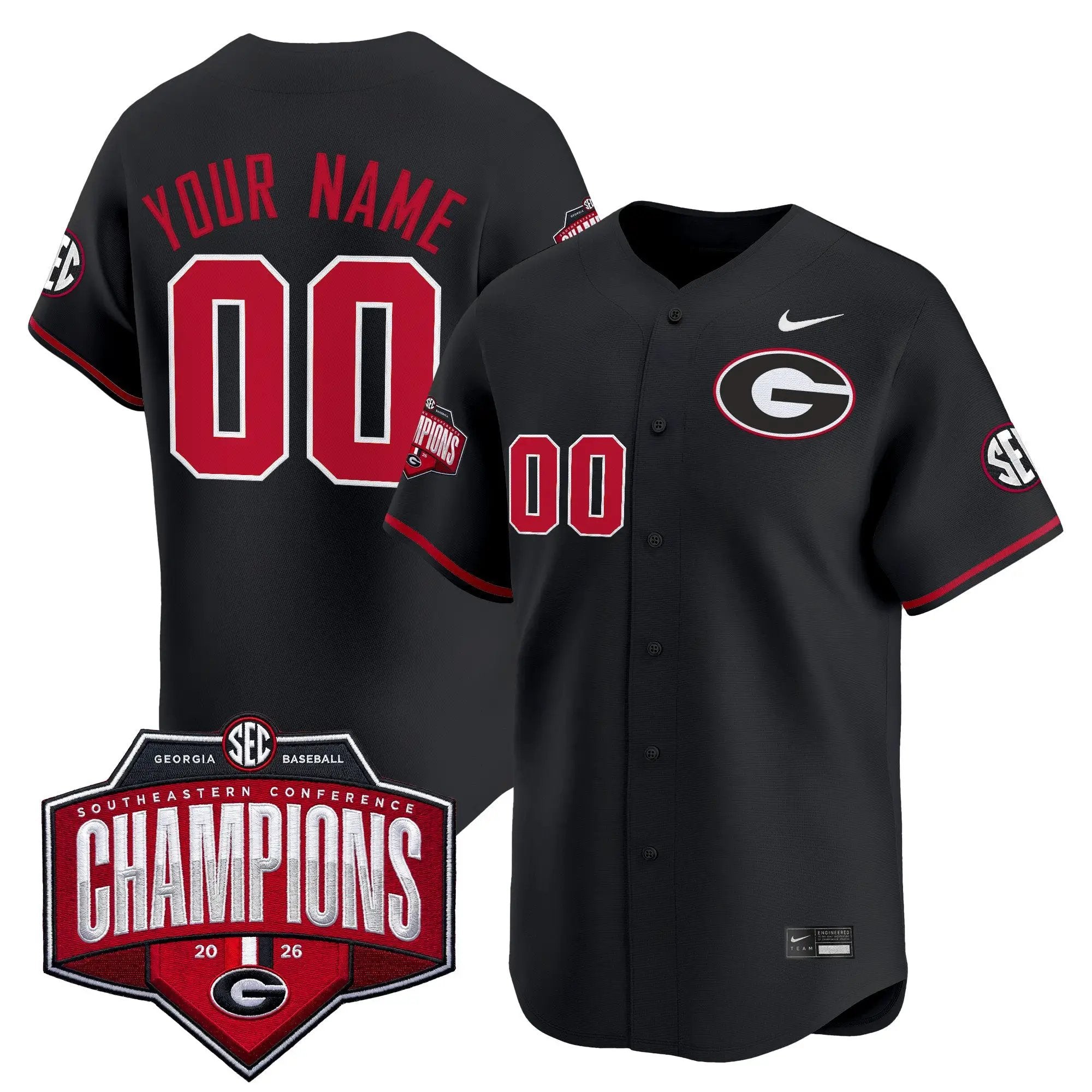 UGA Baseball Southeastern Confernce Champions 2026 Vapor Premier Limited Custom Jersey - All Stitched by Digigearus