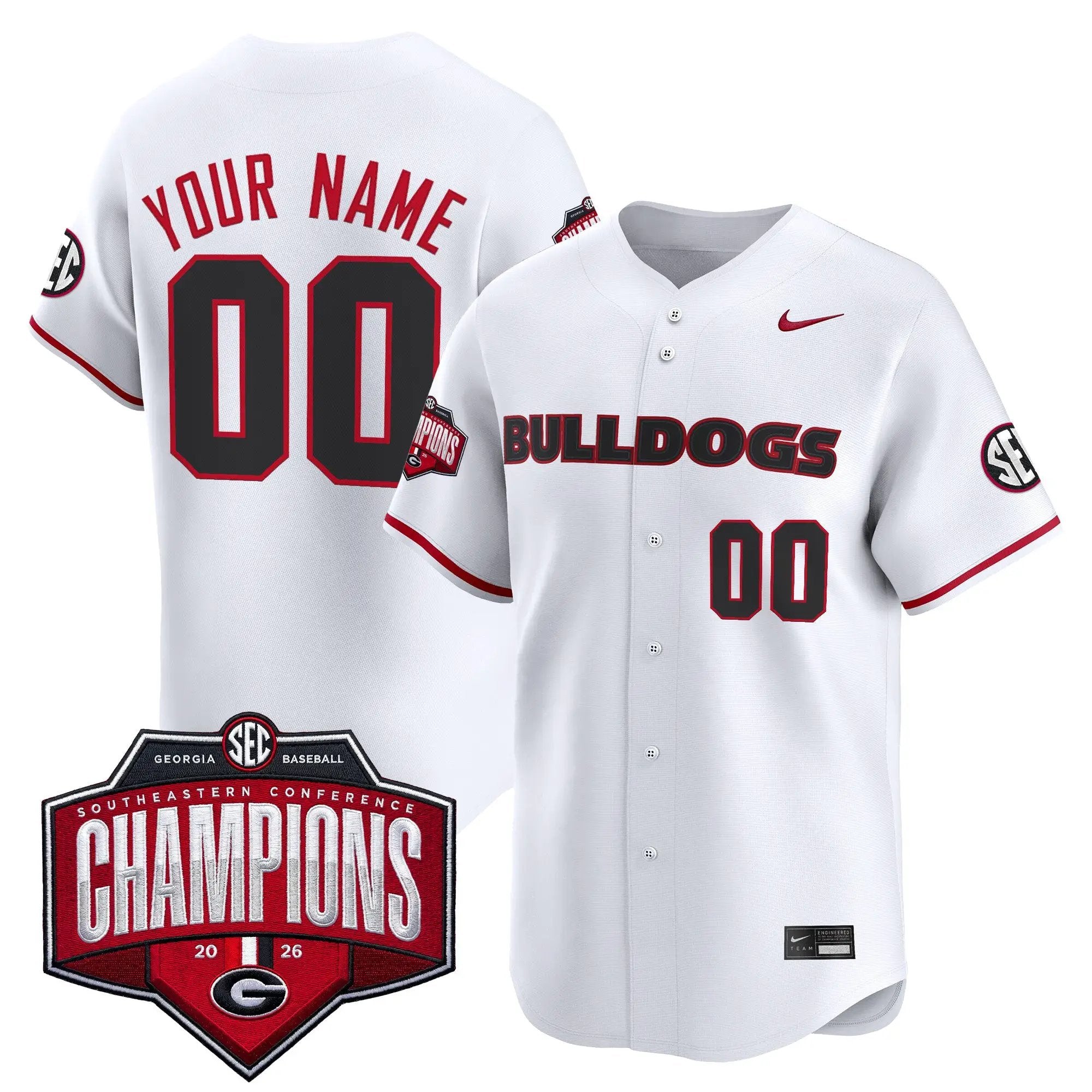UGA Baseball Southeastern Confernce Champions 2026 Vapor Premier Limited Custom Jersey - All Stitched by Digigearus