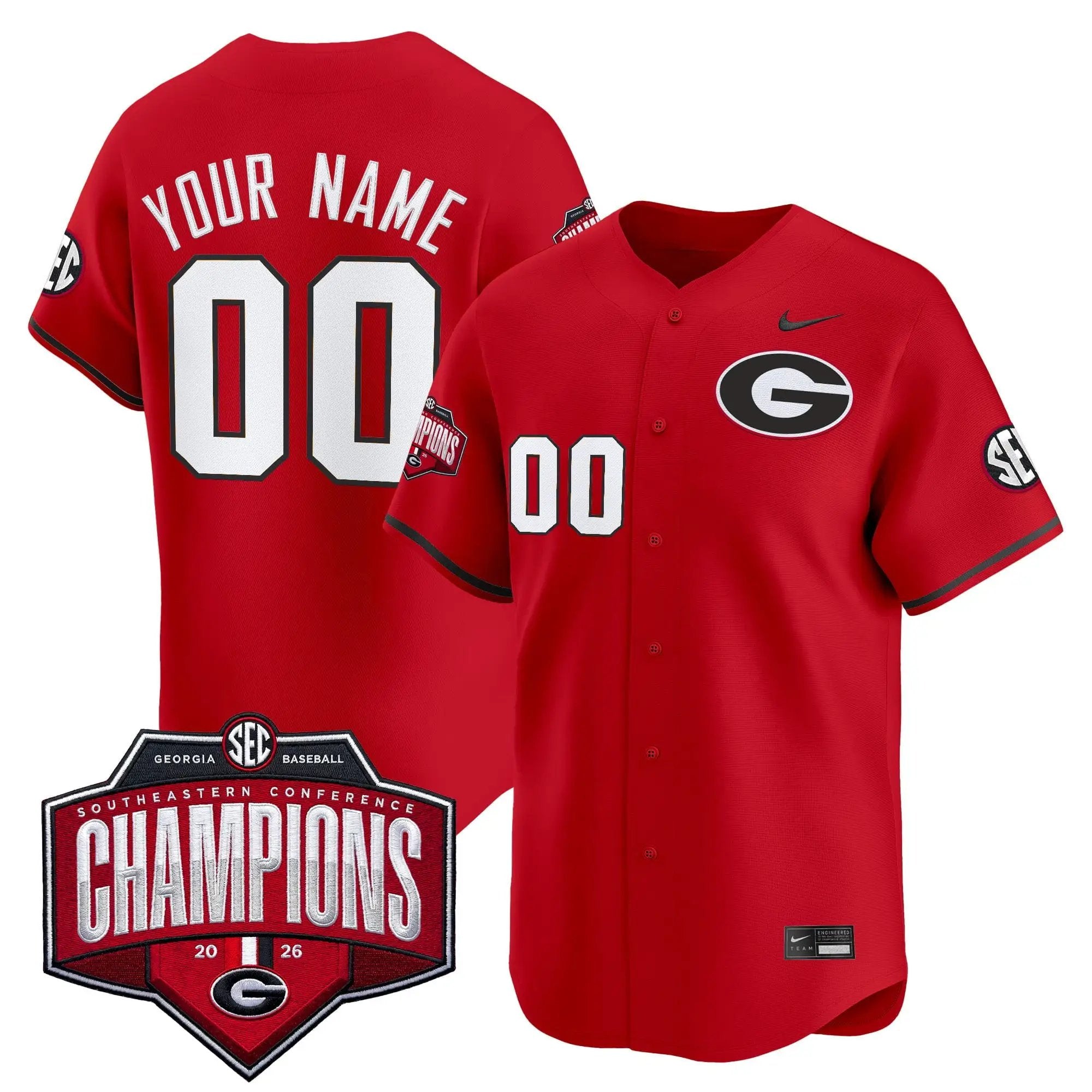 UGA Baseball Southeastern Confernce Champions 2026 Vapor Premier Limited Custom Jersey - All Stitched by Digigearus