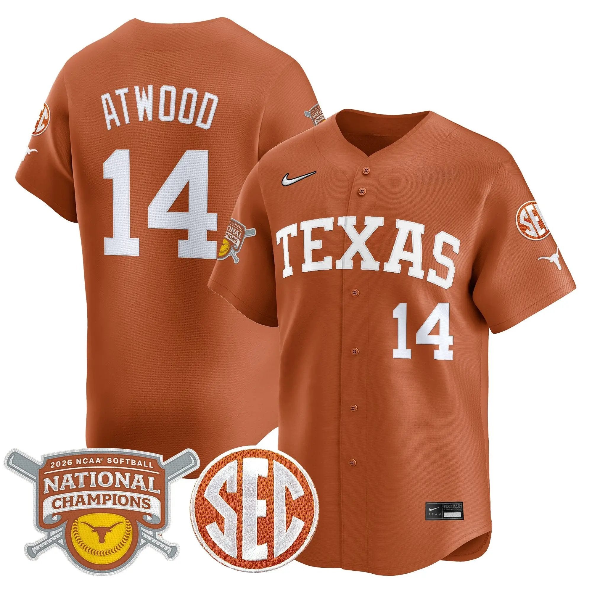 size - TEX 2026 Softball National Champions Vapor Premier Limited Jersey - All Stitched by Digigearus