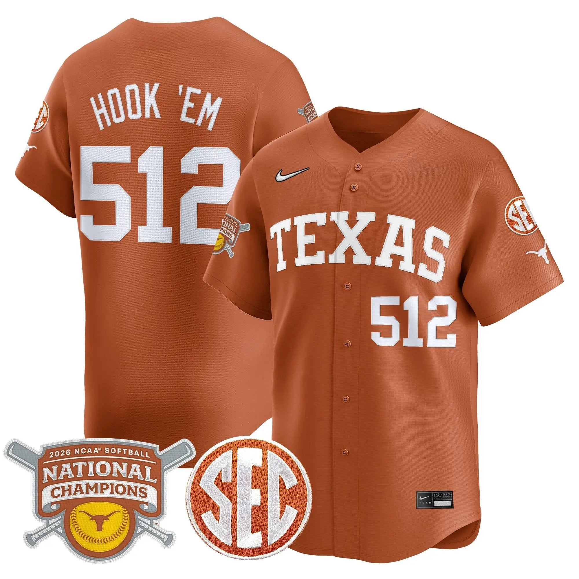 size - TEX 2026 Softball National Champions Vapor Premier Limited Jersey - All Stitched by Digigearus