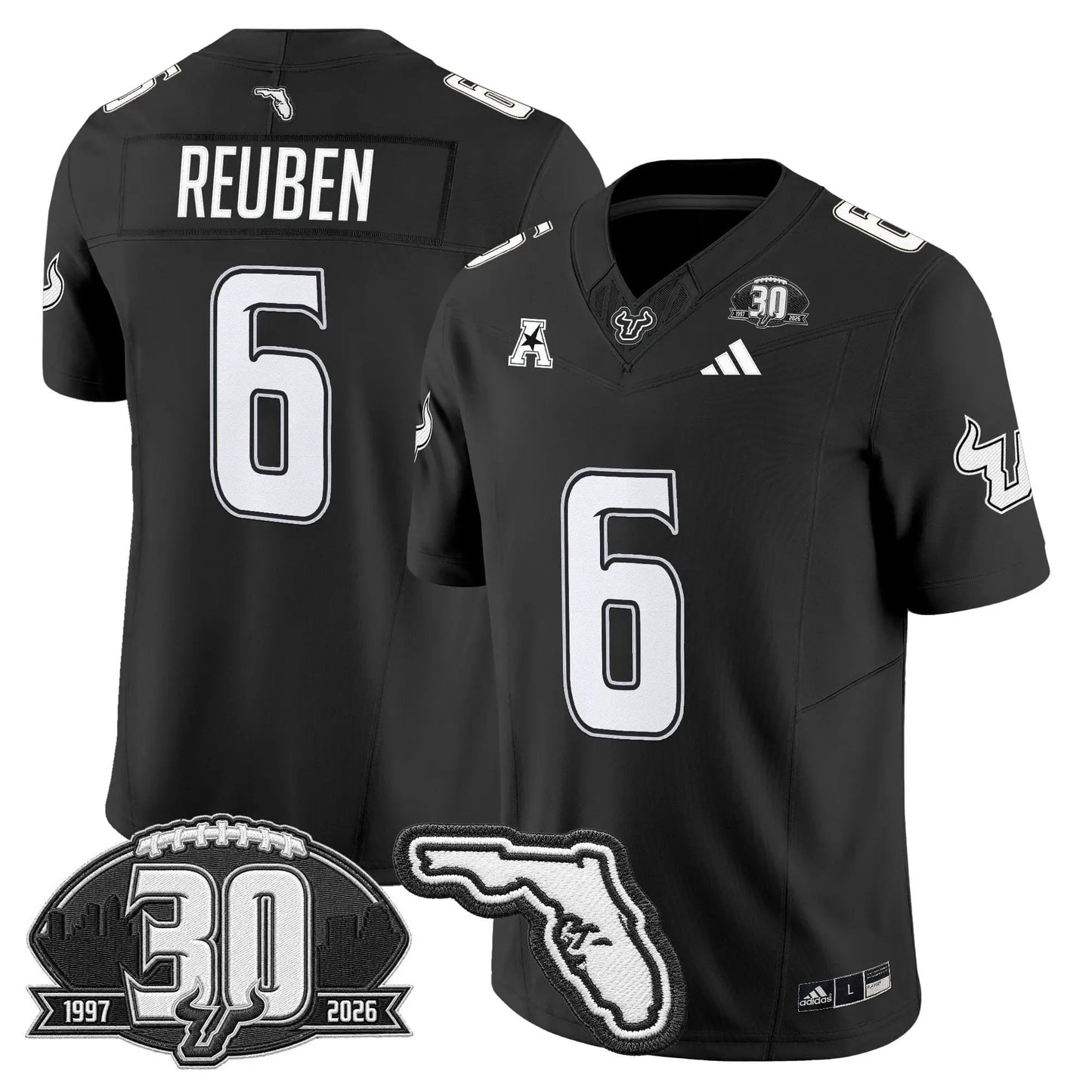 South Florida Bulls 30th Anniversary Patch Vapor Limited Jersey - Stitched by Digigearus