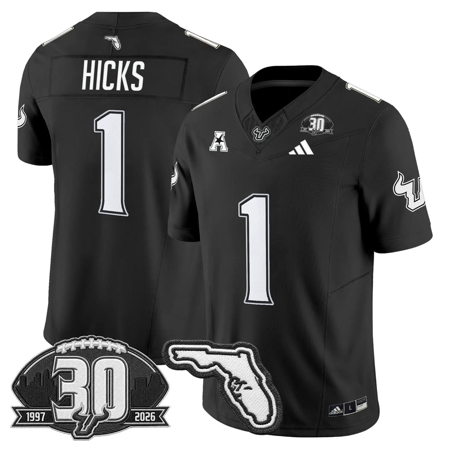 South Florida Bulls 30th Anniversary Patch Vapor Limited Jersey - Stitched by Digigearus