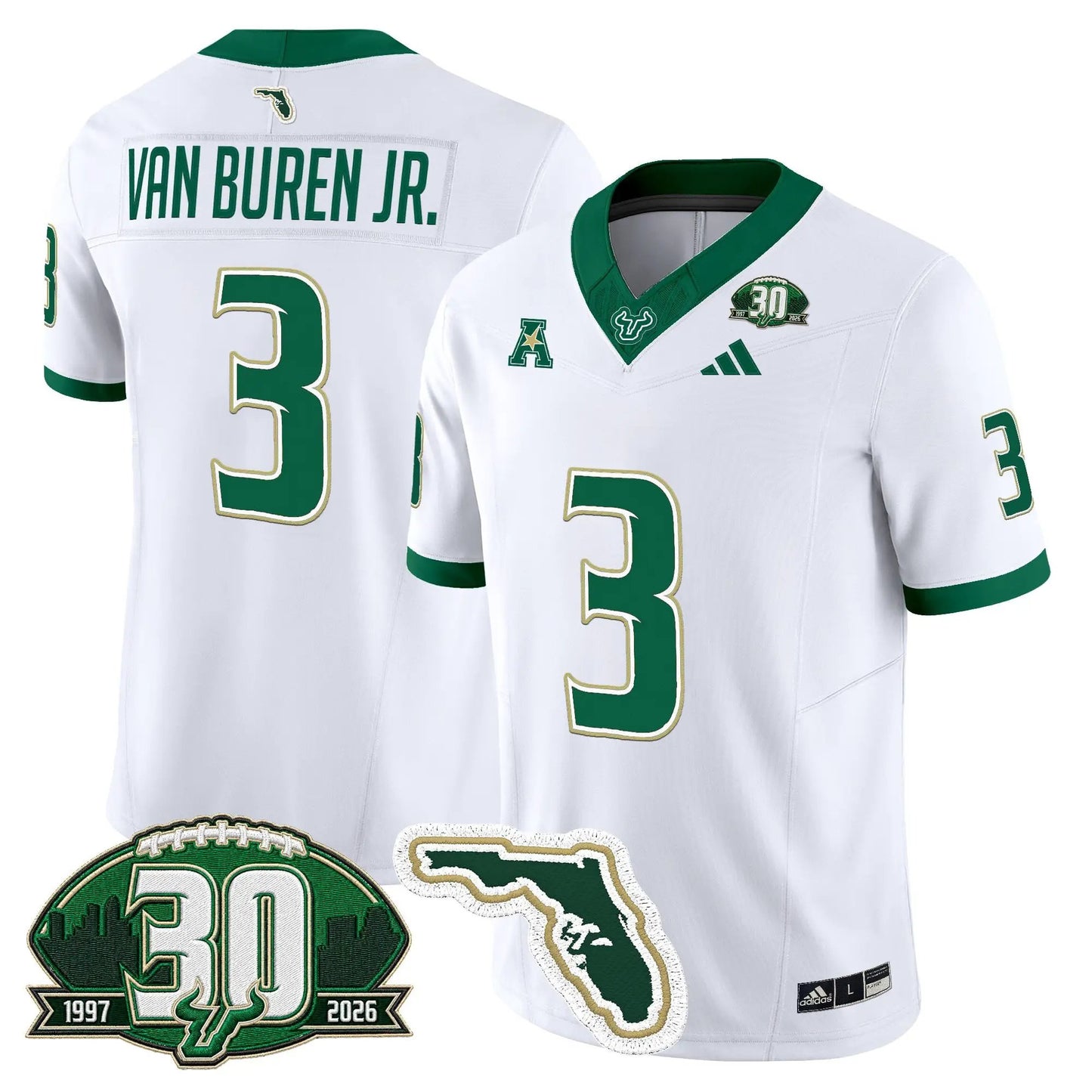 South Florida Bulls 30th Anniversary Patch Vapor Limited Jersey - Stitched by Digigearus