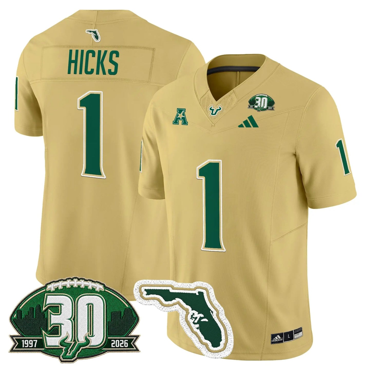 South Florida Bulls 30th Anniversary Patch Vapor Limited Jersey - Stitched by Digigearus