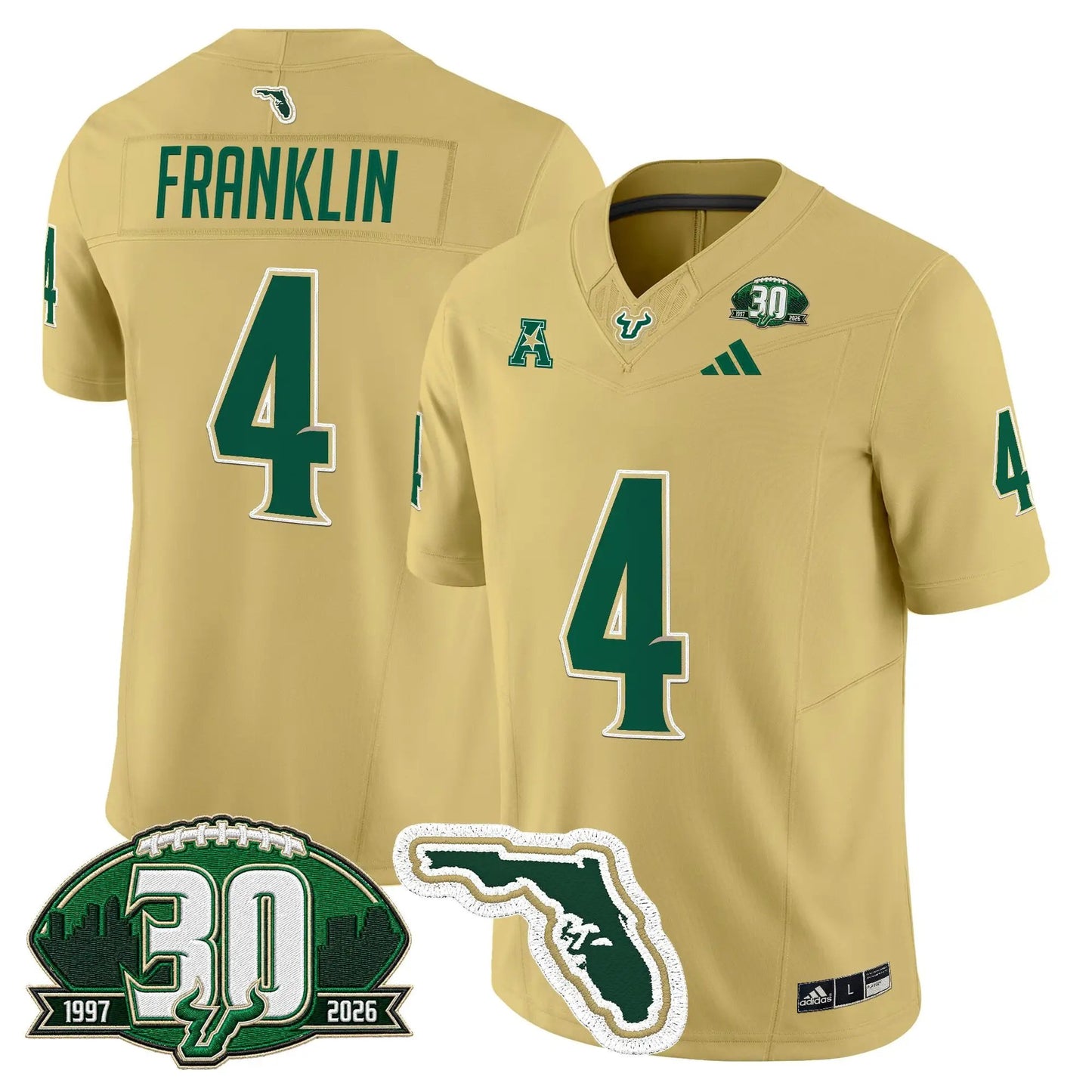 South Florida Bulls 30th Anniversary Patch Vapor Limited Jersey - Stitched by Digigearus