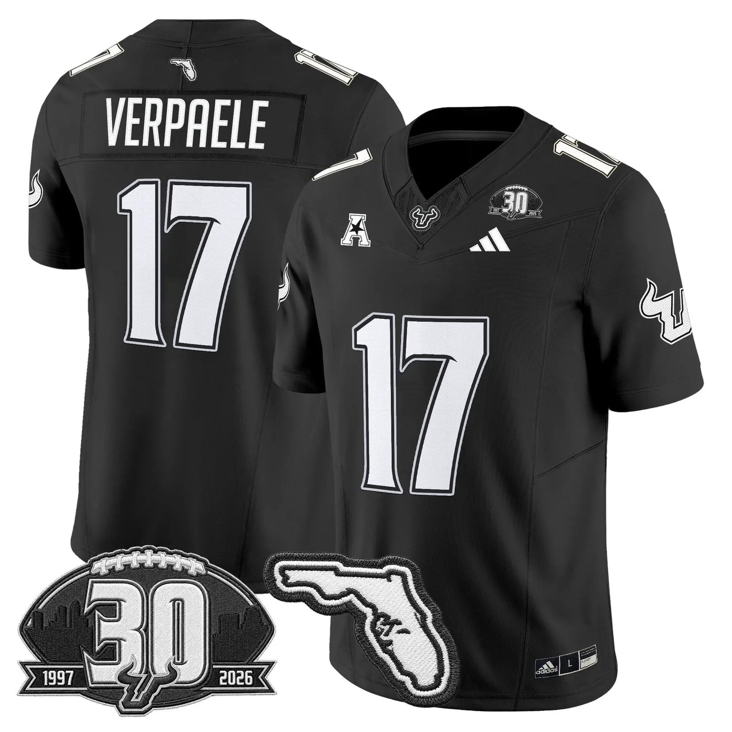 South Florida Bulls 30th Anniversary Patch Vapor Limited Jersey - Stitched by Digigearus