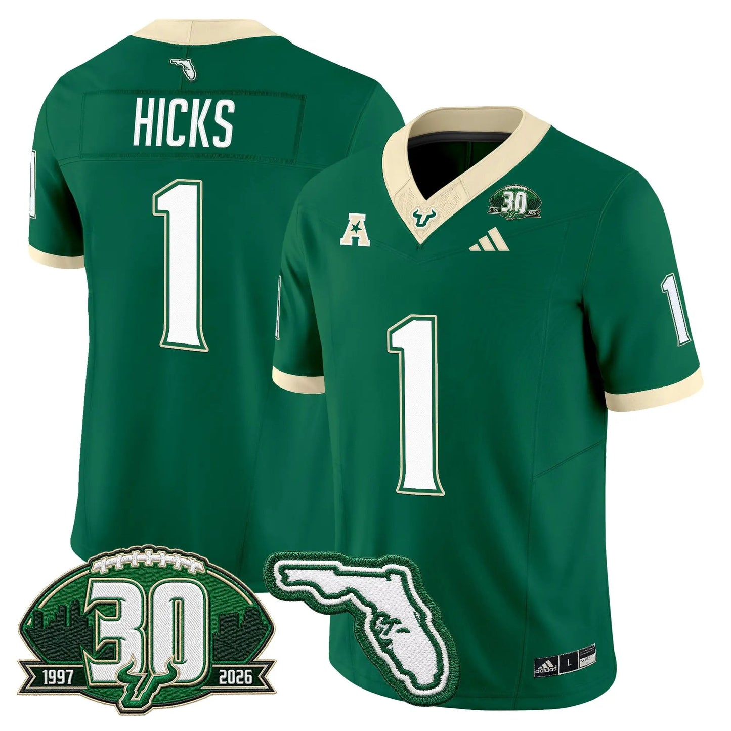 South Florida Bulls 30th Anniversary Patch Vapor Limited Jersey - Stitched by Digigearus