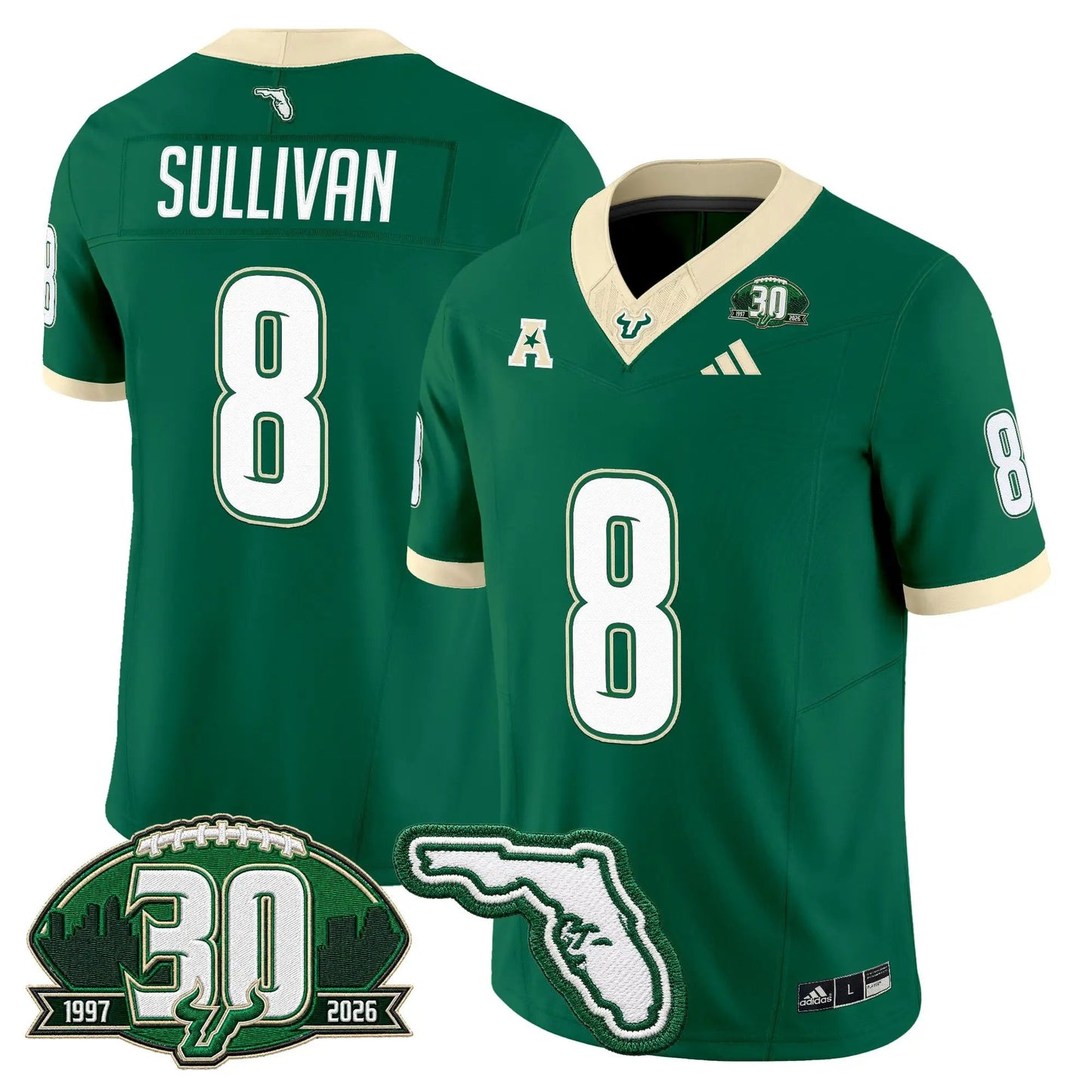 South Florida Bulls 30th Anniversary Patch Vapor Limited Jersey - Stitched by Digigearus