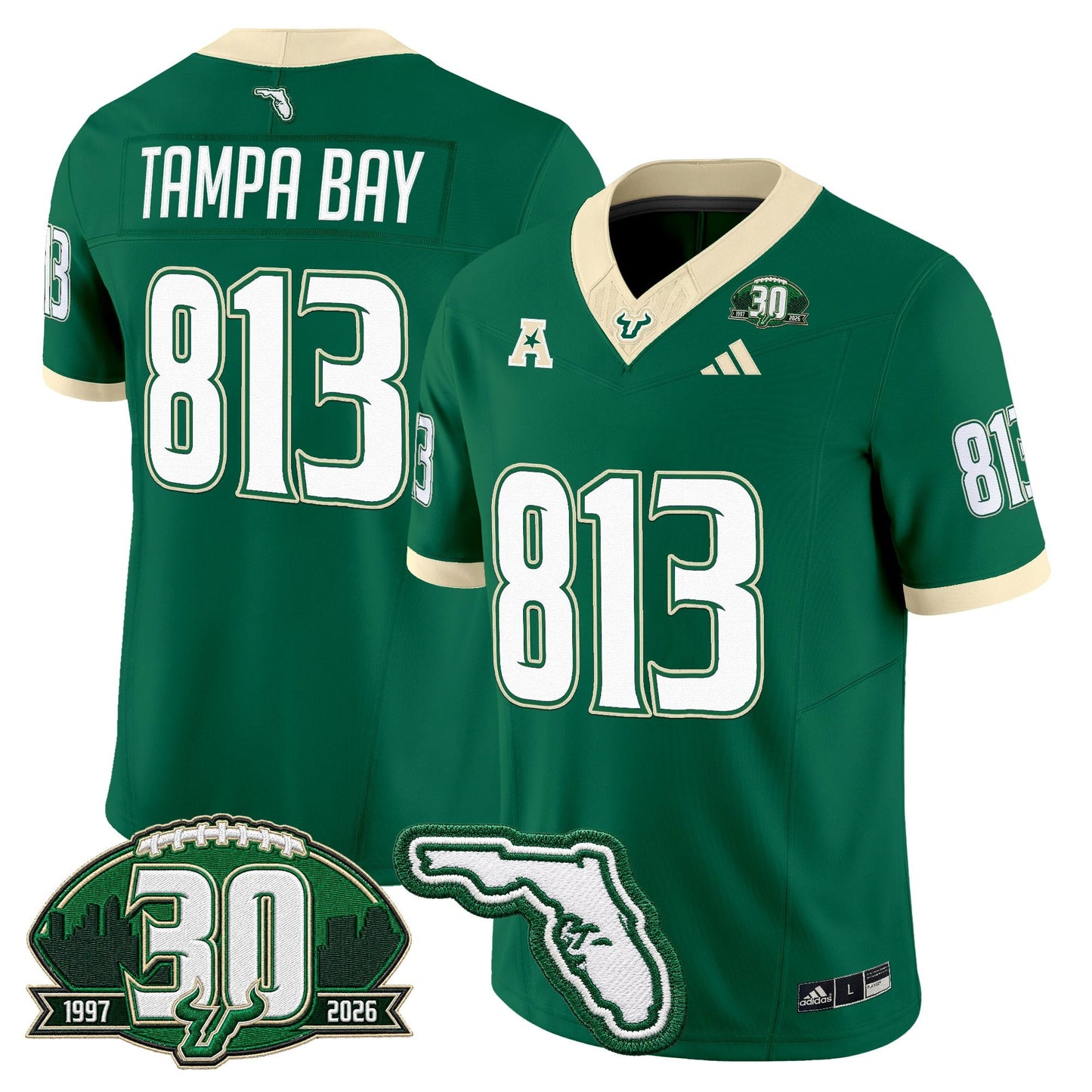 South Florida Bulls 30th Anniversary Patch Vapor Limited Jersey - Stitched by Digigearus