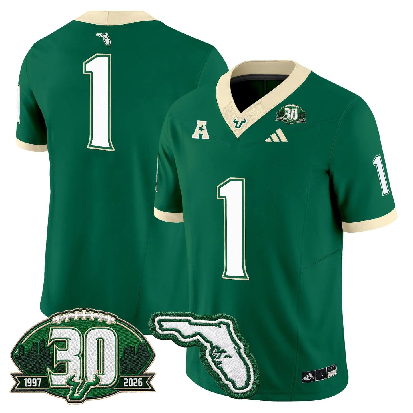 South Florida Bulls 30th Anniversary Patch Vapor Limited Jersey - Stitched by Digigearus