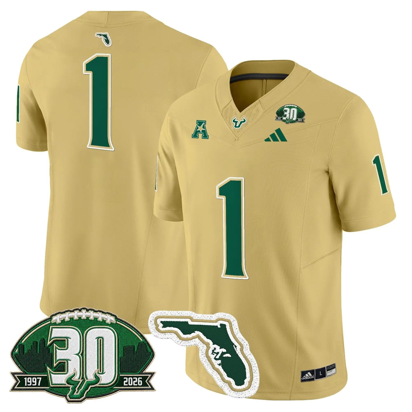South Florida Bulls 30th Anniversary Patch Vapor Limited Jersey - Stitched by Digigearus