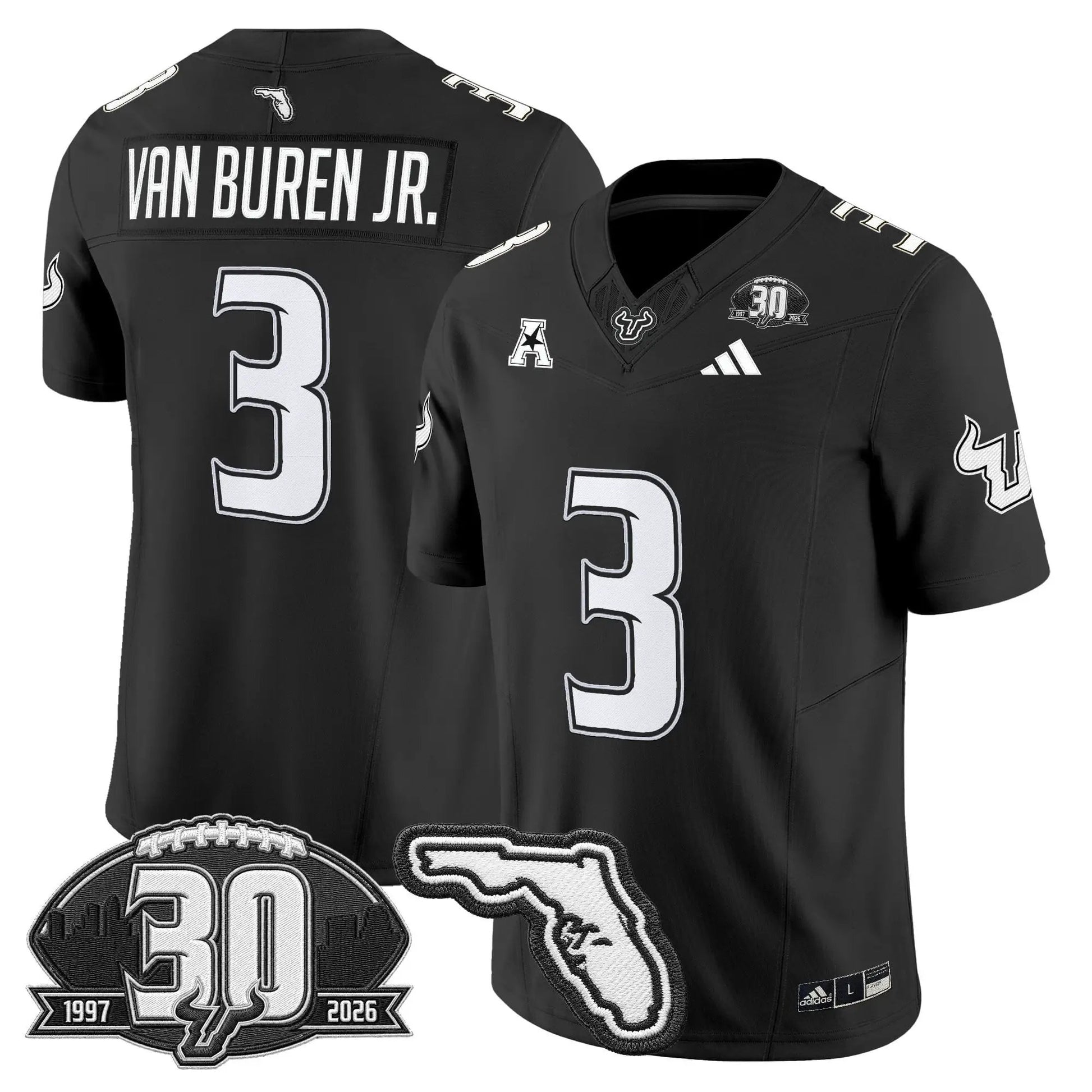 South Florida Bulls 30th Anniversary Patch Vapor Limited Jersey - Stitched by Digigearus