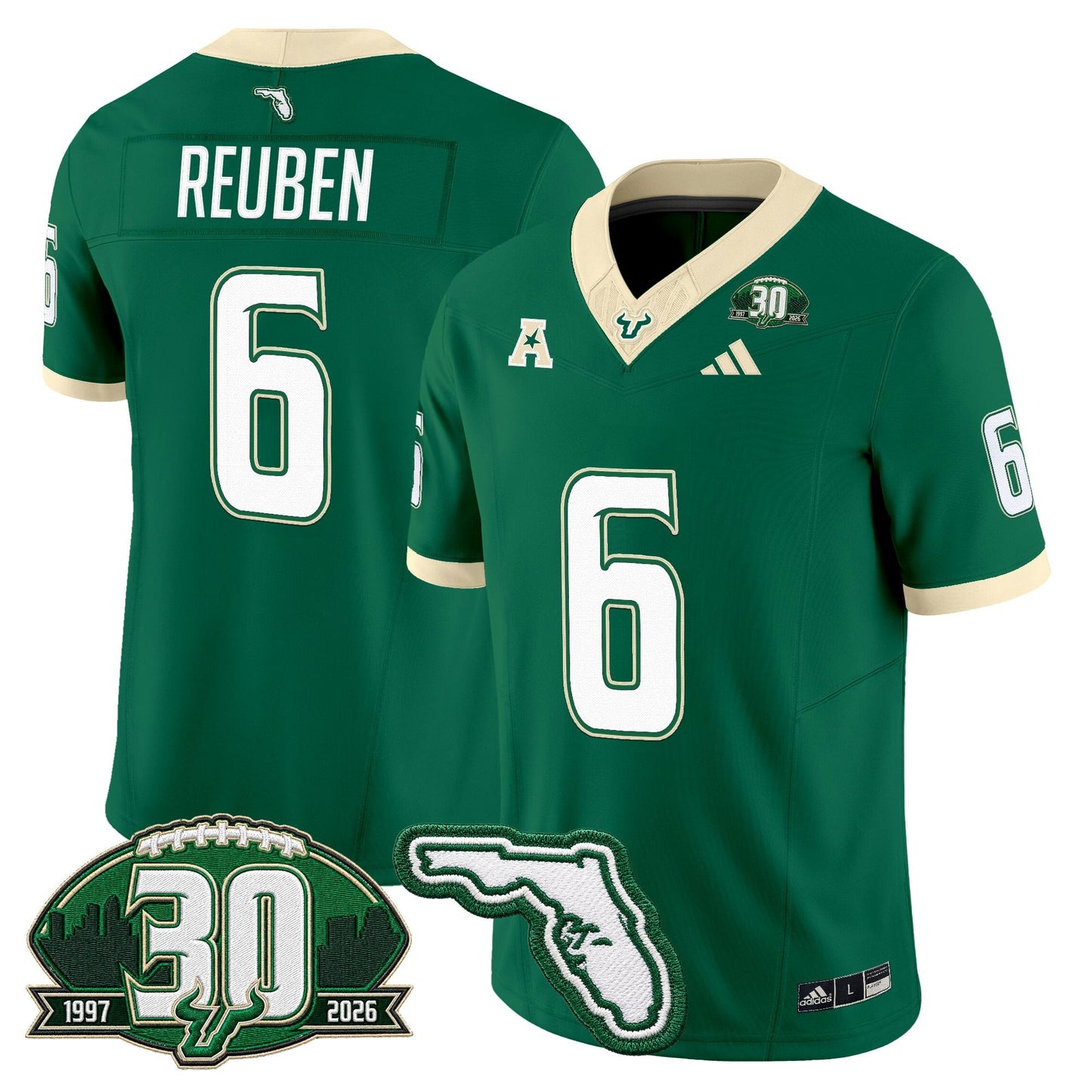 South Florida Bulls 30th Anniversary Patch Vapor Limited Jersey - Stitched by Digigearus