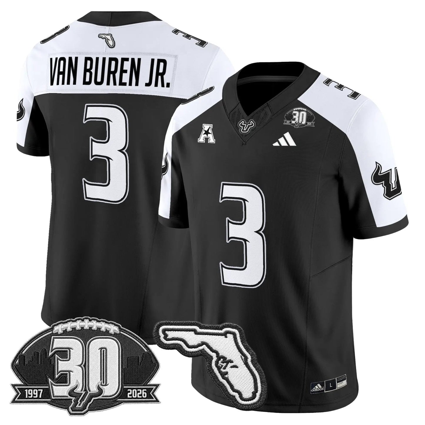 South Florida Bulls 30th Anniversary Patch Vapor Limited Jersey - Stitched by Digigearus