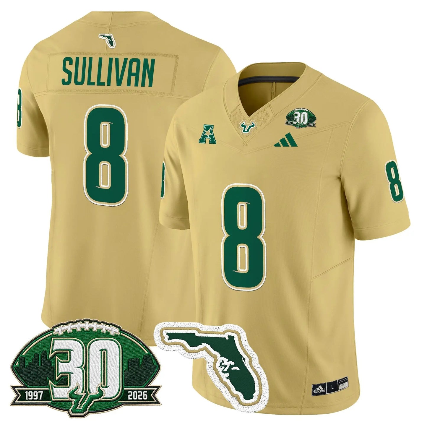 South Florida Bulls 30th Anniversary Patch Vapor Limited Jersey - Stitched by Digigearus