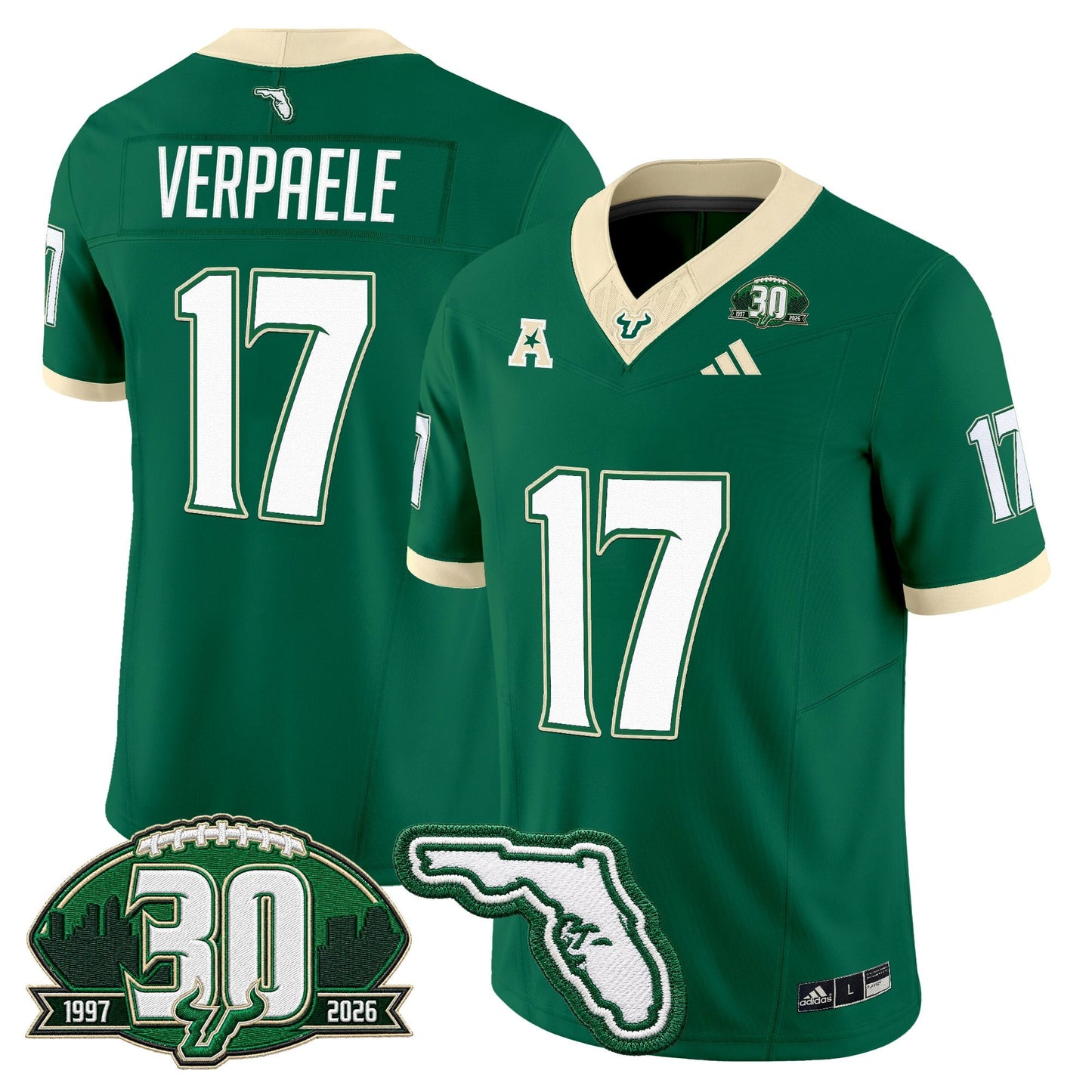 South Florida Bulls 30th Anniversary Patch Vapor Limited Jersey - Stitched by Digigearus