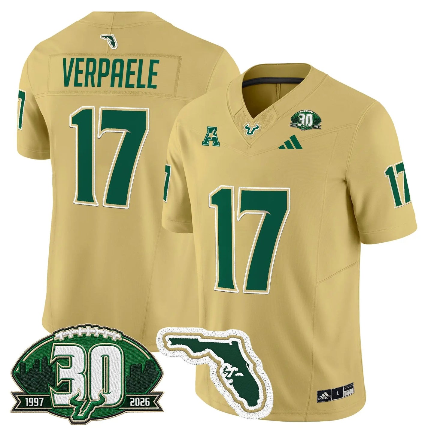 South Florida Bulls 30th Anniversary Patch Vapor Limited Jersey - Stitched by Digigearus