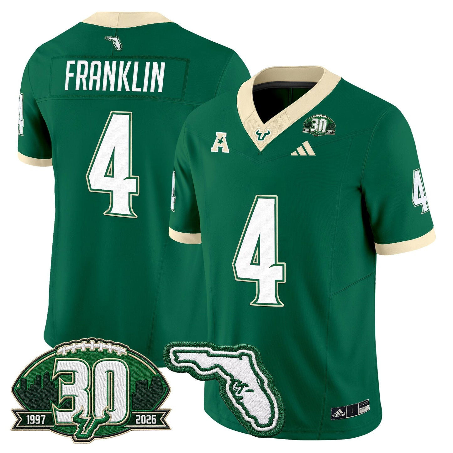 South Florida Bulls 30th Anniversary Patch Vapor Limited Jersey - Stitched by Digigearus