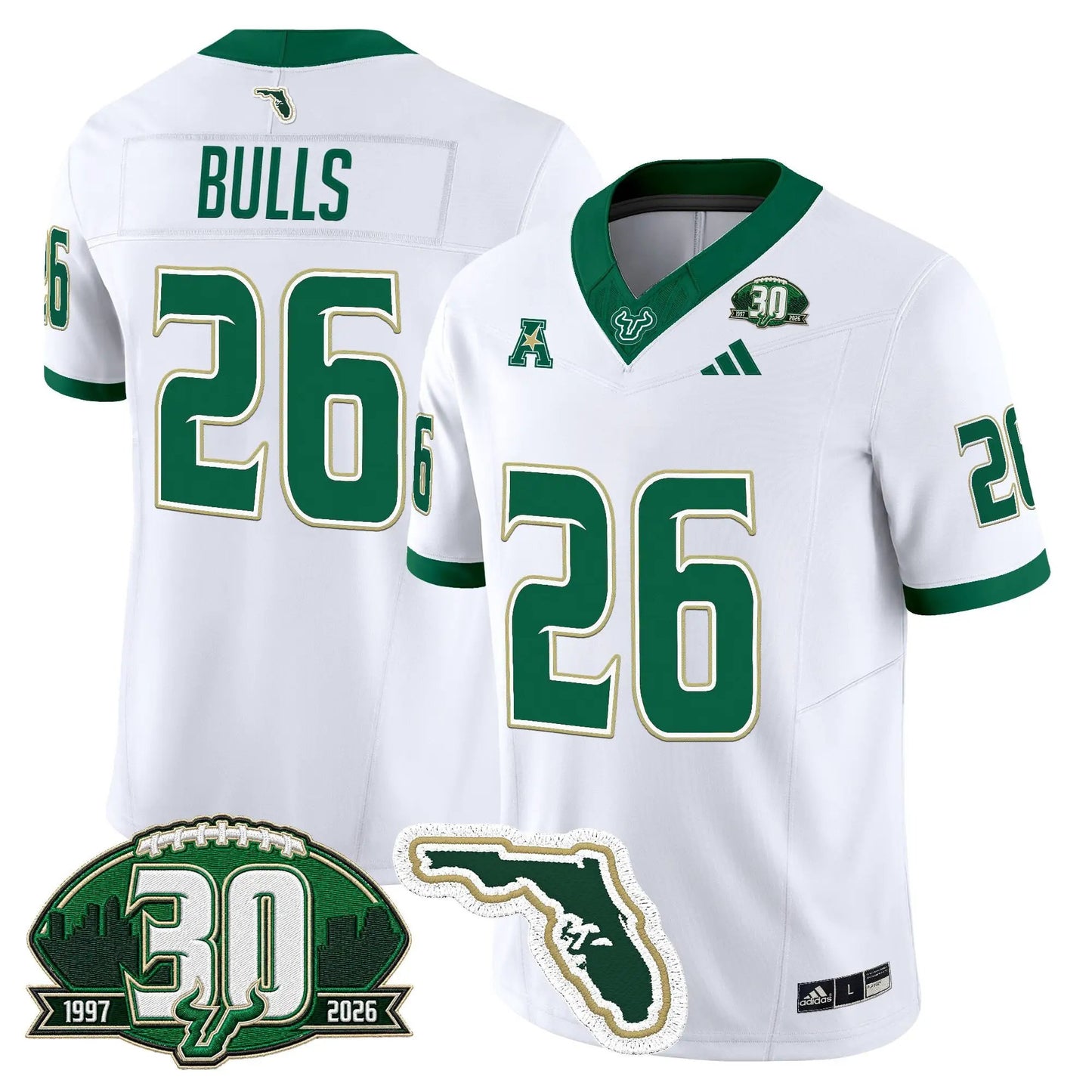 South Florida Bulls 30th Anniversary Patch Vapor Limited Jersey - Stitched by Digigearus