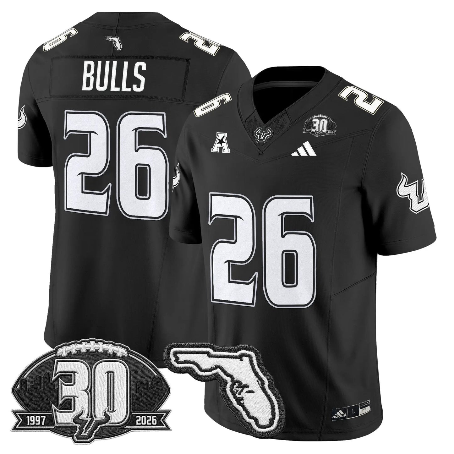 South Florida Bulls 30th Anniversary Patch Vapor Limited Jersey - Stitched by Digigearus