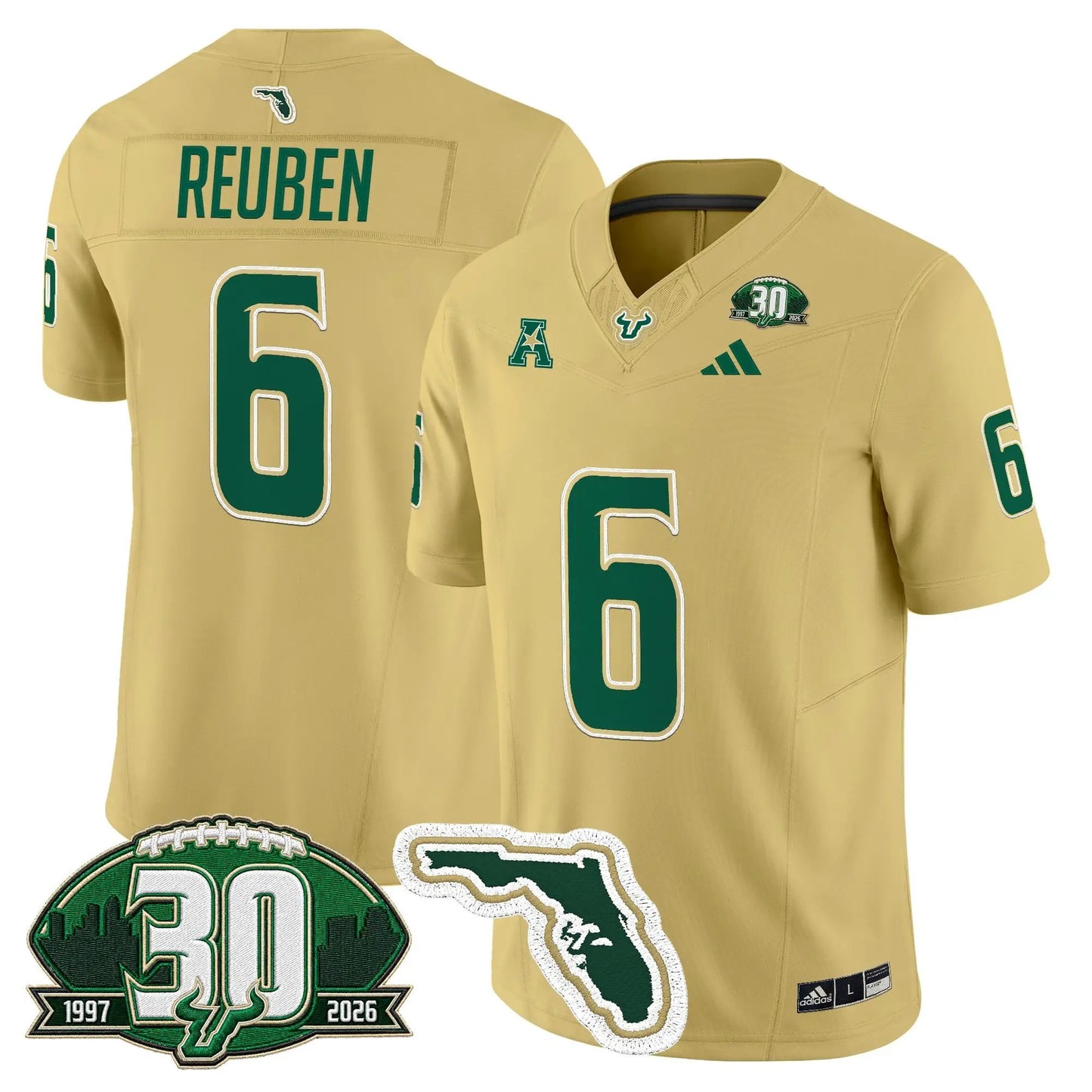 South Florida Bulls 30th Anniversary Patch Vapor Limited Jersey - Stitched by Digigearus