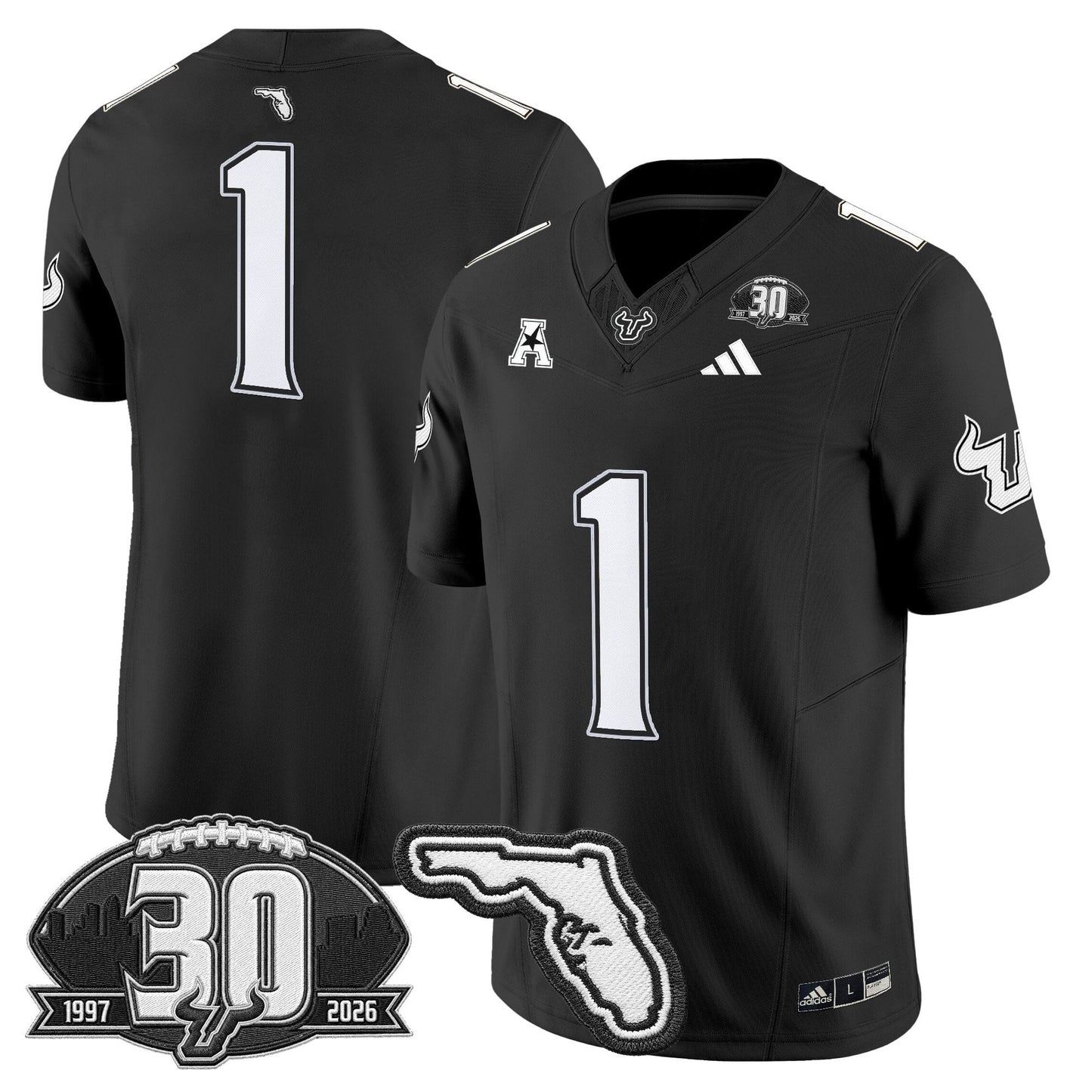 South Florida Bulls 30th Anniversary Patch Vapor Limited Jersey - Stitched by Digigearus