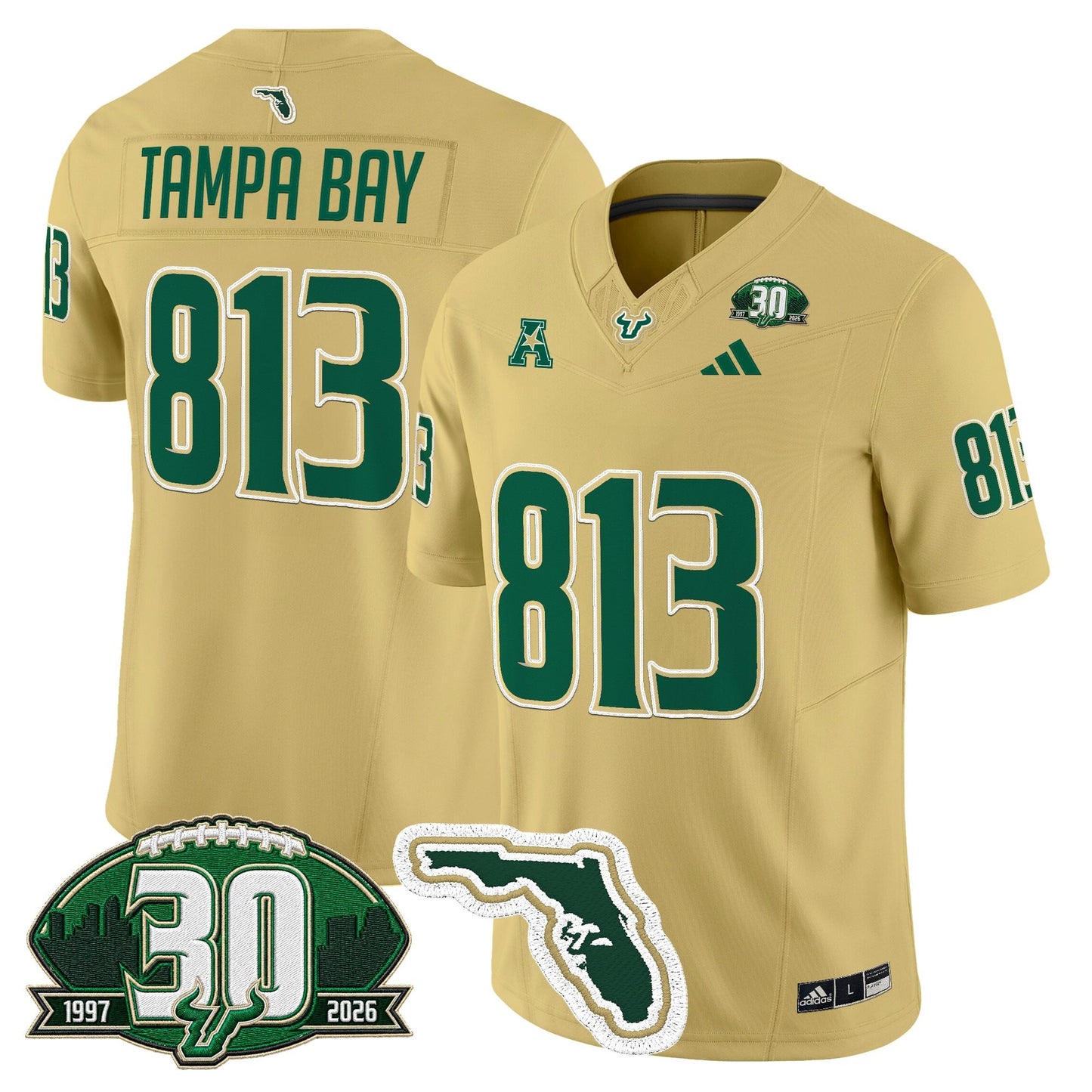 South Florida Bulls 30th Anniversary Patch Vapor Limited Jersey - Stitched by Digigearus
