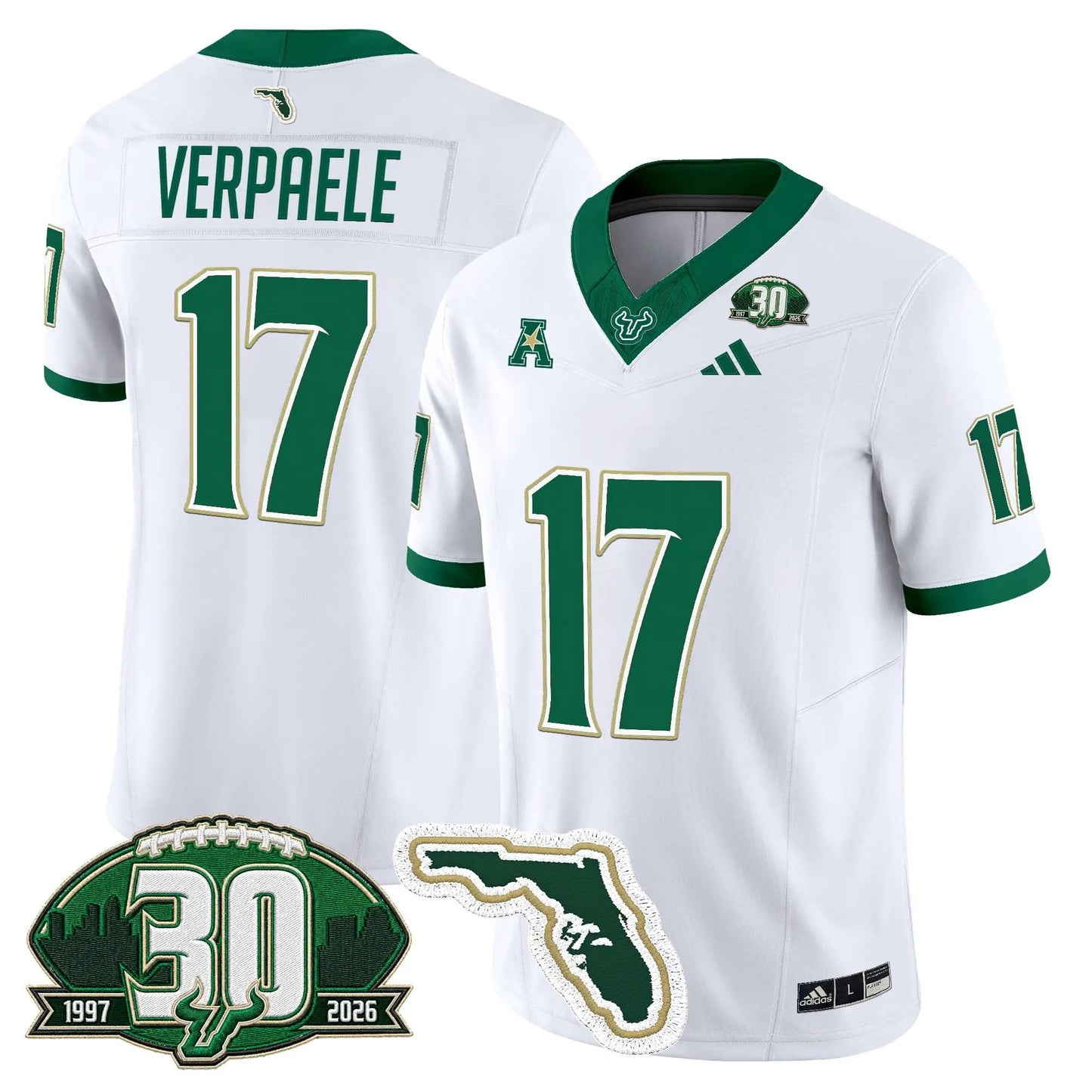 South Florida Bulls 30th Anniversary Patch Vapor Limited Jersey - Stitched by Digigearus