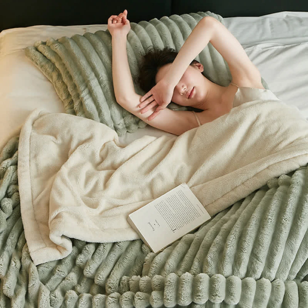 Snuggly Faux Fur Fleece Blanket by Casa & Beyond