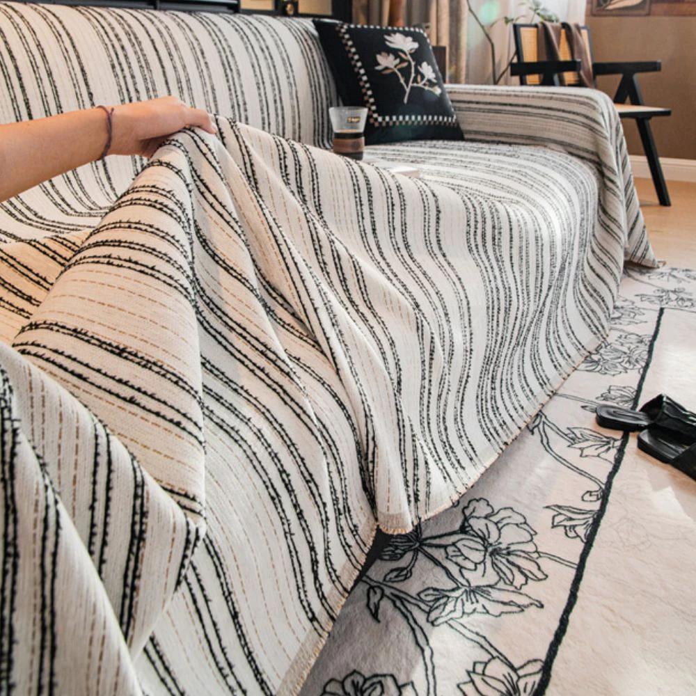 Regal Stripes Chenille Sofa Cover by Casa & Beyond