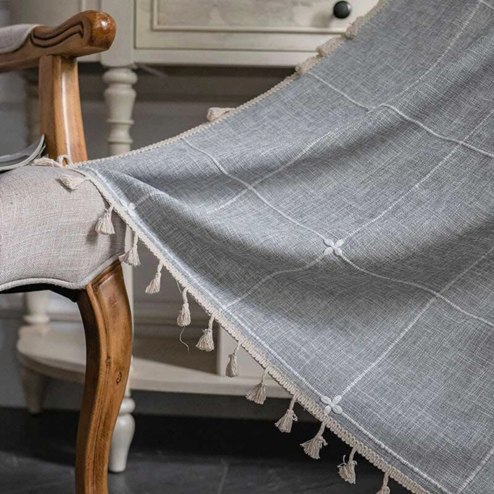 Tassel Plaid Curtain Semi Blackout Drapes by Casa & Beyond