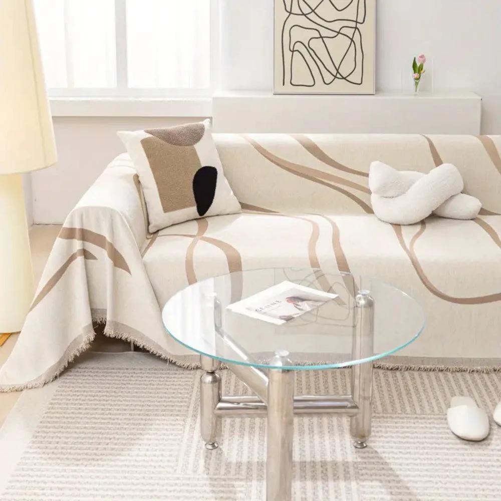 Wave Lines Chenille Sofa Covers by Casa & Beyond