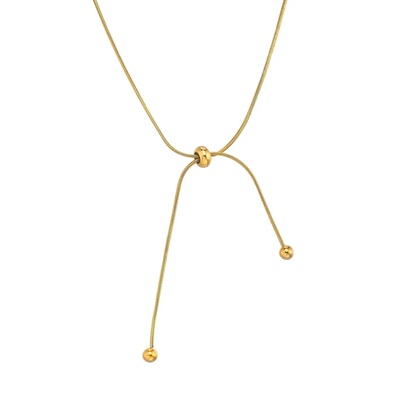 18k Adjustable Tassel Snake Chain Necklace by BowLift