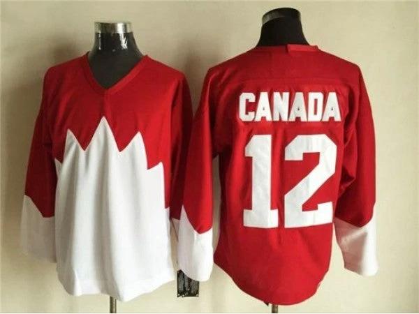 1972 Summit Series Team Canada #12 Yvan Cournoyer Red CCM Vintage Hockey Jersey by Hockey David