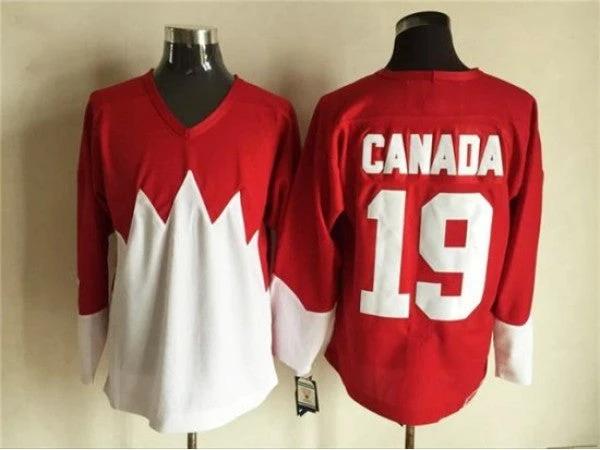 1972 Summit Series Team Canada #19 Paul Henderson Red CCM Vintage Hockey Jersey by Hockey David