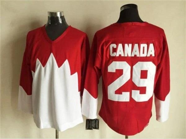 1972 Summit Series Team Canada #29 Ken Dryden Red CCM Vintage Hockey Jersey by Hockey David