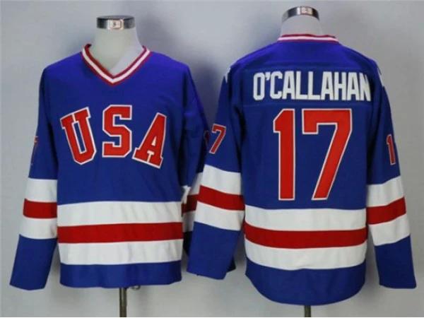 1980 Winter Olympics Team USA #17 Jack O'Callahan CCM Vintage Jersey - Blue by Hockey David