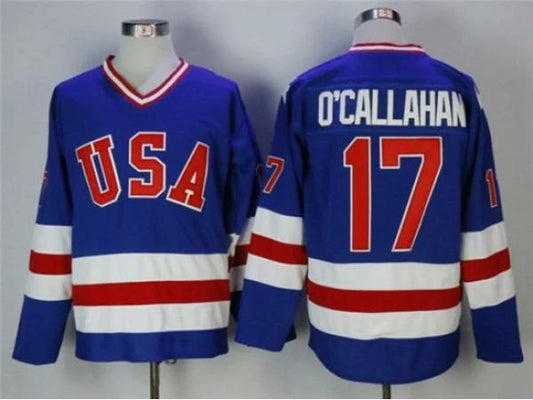 1980 Winter Olympics Team USA #17 Jack O'Callahan CCM Vintage Jersey - Blue by Hockey David