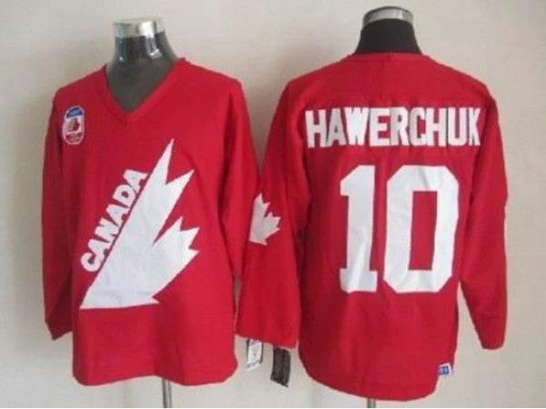 1991 Canada Cup Team Canada #10 Dale Hawerchuk CCM Vintage Jersey - Red by Hockey David
