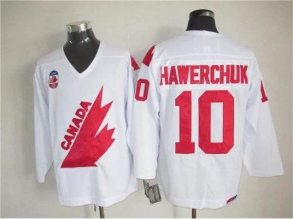 1991 Canada Cup Team Canada #10 Dale Hawerchuk CCM Vintage Jersey -White by Hockey David