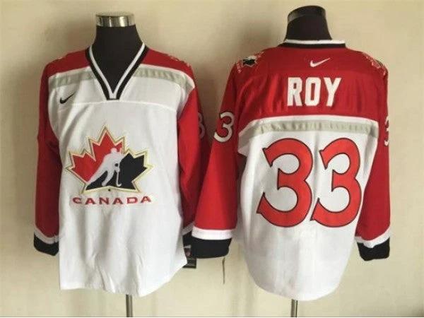 1998 Winter Olympics Team Canada #33 Patrick Roy White CCM Vintage Jersey by Hockey David