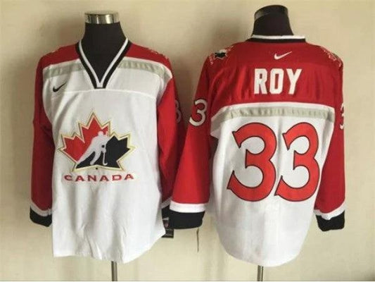 1998 Winter Olympics Team Canada #33 Patrick Roy White CCM Vintage Jersey by Hockey David