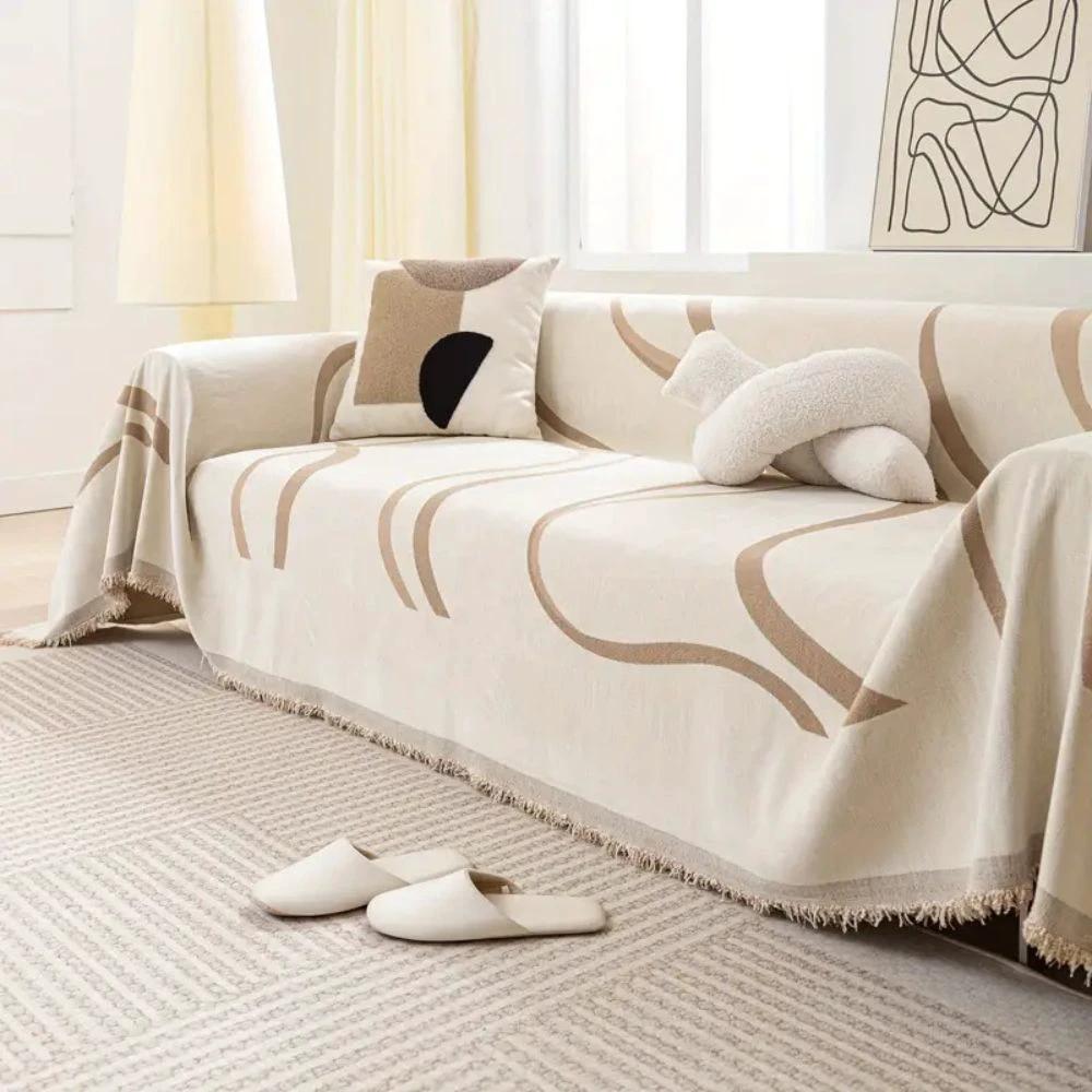 Wave Lines Chenille Sofa Covers by Casa & Beyond