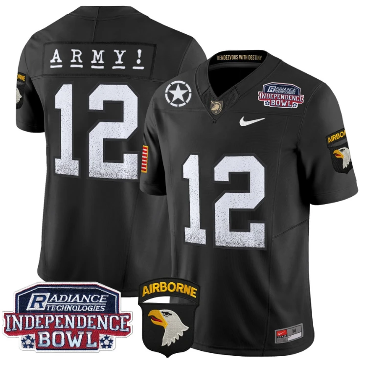 12th Man Jersey #12 Army Black Knights Independence Bowl Patch Black by My Store