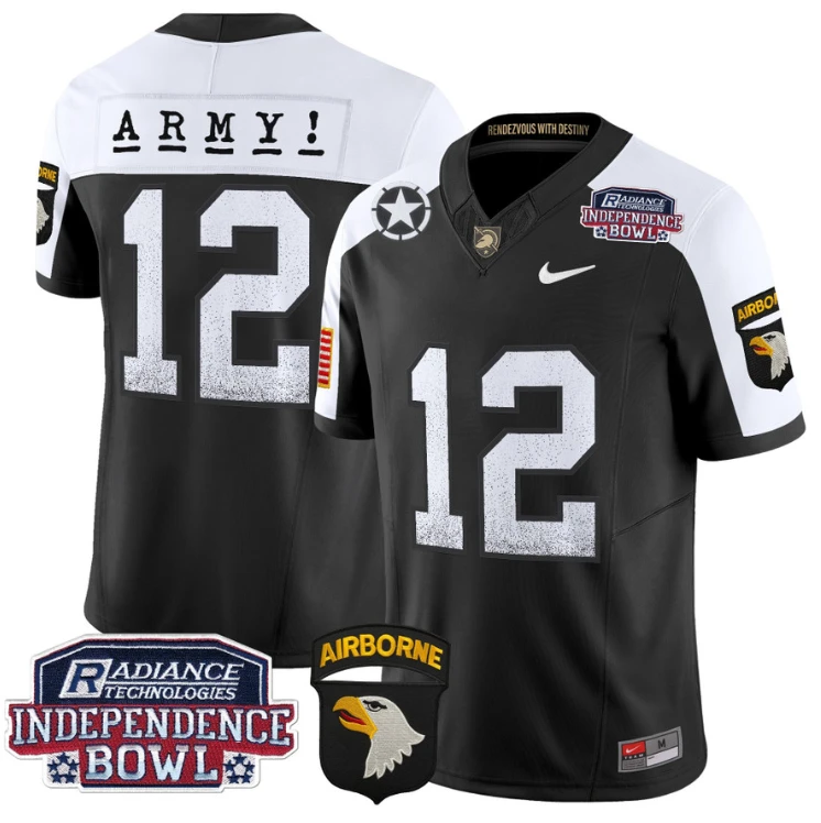 12th Man Jersey #12 Army Black Knights Independence Bowl Patch Black Alternate by My Store