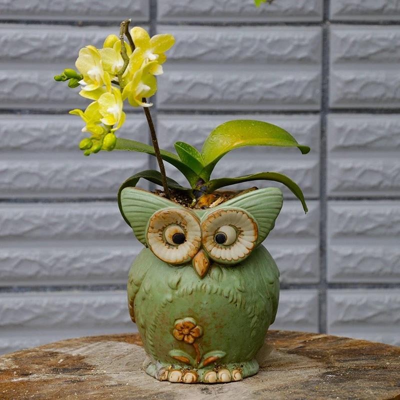 Modern Decorative Flower Pot with Owl Design Bowlift by Bowlift